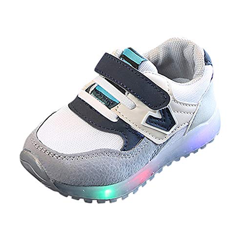 Morbuy Zapatillas de Deporte con Luces LED, Bebe Unisex Ocio Zapatos Moda Niñas Niños Cómodo Antideslizante Suela Blanda Zapatos (22 EU/Tag 24, Azul)
