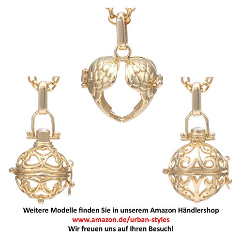 Morella Collar de Acero Inoxidable 70 cm con Colgante Mantra Om y Bola de resonancia de circonita de Color Rosa Ø 16 mm para Damas en Bolsa para Joyas