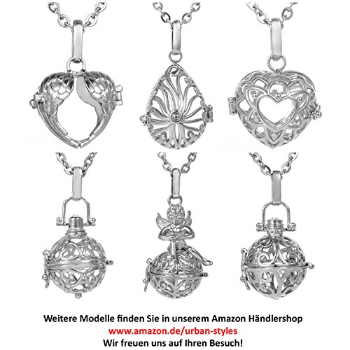 Morella Collar de Acero Inoxidable 70 cm con Colgante Mantra Om y Bola de resonancia de circonita de Color Turquesa Ø 16 mm para Damas en Bolsa para Joyas