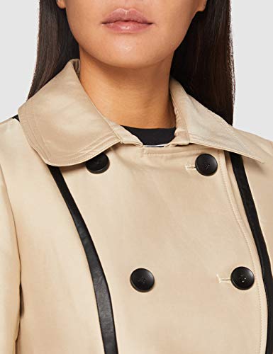 Morgan Trench Détails PU Noir Gaston Gabardina, Beige, T40 para Mujer