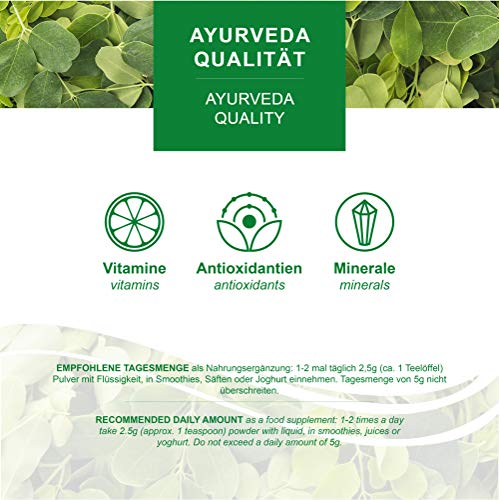 Moringa 250g polvo de hoja, oleifera PREMIUM PLUS alimentos crudos certificada (1x250g)