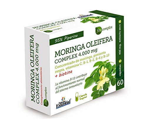 Moringa oleifera complex 4.000 mg 60 cápsulas vegetales con zinc, cromo, pimienta negra, vitaminas C, B-1, B-2, B-6, B-12 y Biotina