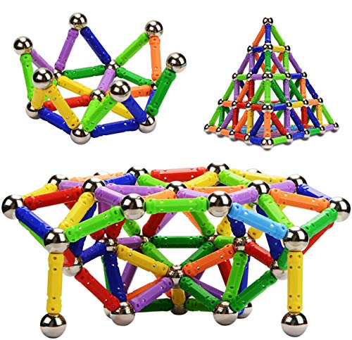 Morkka Palos magnéticos, Palos magnéticos y Bolas Set 136PCS, Palos de construcción magnéticos, Juguetes magnéticos de construcción, Juguetes magnéticos Palos Juguetes educativos para niños