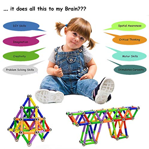 Morkka Palos magnéticos, Palos magnéticos y Bolas Set 136PCS, Palos de construcción magnéticos, Juguetes magnéticos de construcción, Juguetes magnéticos Palos Juguetes educativos para niños