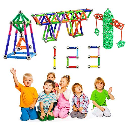 Morkka Palos magnéticos, Palos magnéticos y Bolas Set 136PCS, Palos de construcción magnéticos, Juguetes magnéticos de construcción, Juguetes magnéticos Palos Juguetes educativos para niños