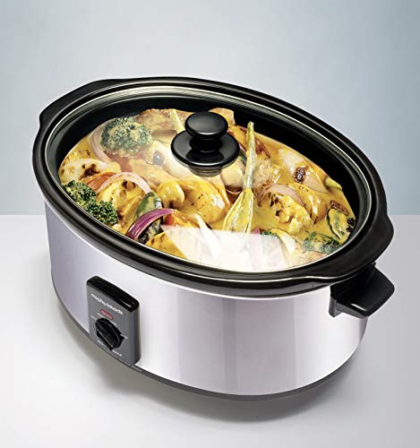 Morphy Richards Ovaler Slow Cooker Olla de cocción Lenta, 6.5 litros, cerámica, Acero Inoxidable