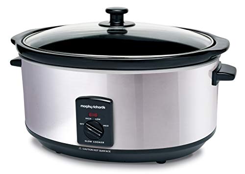 Morphy Richards Ovaler Slow Cooker Olla de cocción Lenta, 6.5 litros, cerámica, Acero Inoxidable