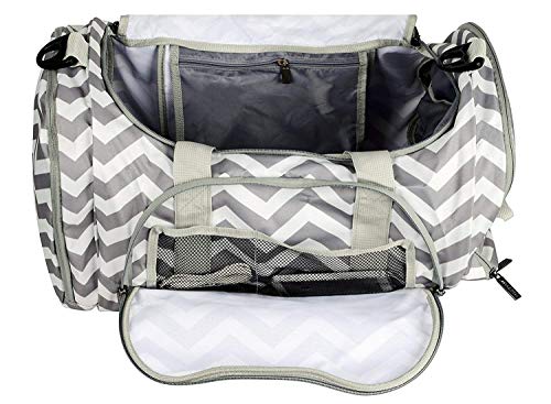 MOSISO Bolsas de Gimnasio Tejido de Poliéster Plegable de Viaje Durante la Noche Duffels Ligero Deportivo Deportes Camping Hombro Bolso para Hombres y Mujeres, Chevron Gris