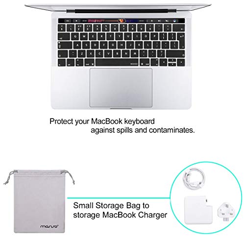 MOSISO Funda Dura Compatible con 2019 2018 2017 2016 MacBook Pro 13 USB-C A2159 A1989 A1706 A1708, Rígido Carcasa & Cubierta de Teclado & Protector de Pantalla & Accesorios Bolsa, Negro