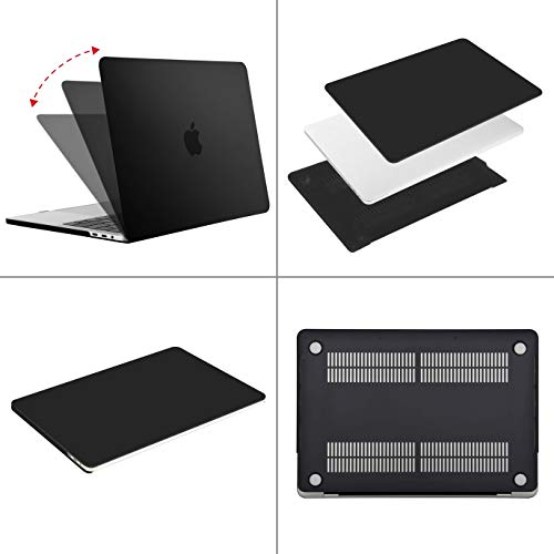 MOSISO Funda Dura Compatible con 2019 2018 2017 2016 MacBook Pro 13 USB-C A2159 A1989 A1706 A1708, Rígido Carcasa & Cubierta de Teclado & Protector de Pantalla & Accesorios Bolsa, Negro