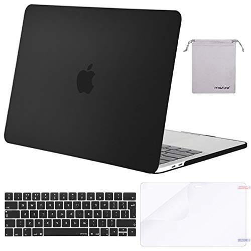 MOSISO Funda Dura Compatible con 2019 2018 2017 2016 MacBook Pro 13 USB-C A2159 A1989 A1706 A1708, Rígido Carcasa & Cubierta de Teclado & Protector de Pantalla & Accesorios Bolsa, Negro