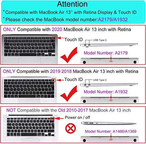MOSISO Funda Dura Compatible con 2020 2019 2018 MacBook Air 13 Pulgadas A2179 A1932 con Pantalla Retina & Touch ID, Ultra Delgado Carcasa Rígida Protector de Plástico Cubierta, Cristal