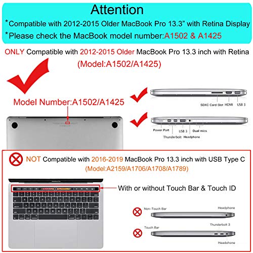 MOSISO Funda Dura Compatible con MacBook Pro 13 Retina A1502 / A1425 (Versión 2015/2014/2013/fin 2012), Ultra Delgado Carcasa Rígida Protector de Plástico Cubierta, Cuarzo Rosa
