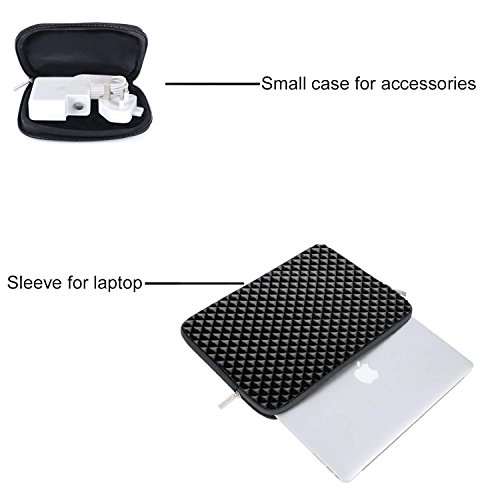 MOSISO Funda Protectora Compatible con 13-13.3 Pulgadas MacBook Air/MacBook Pro/Ordenador Portátil, Estilo Diamante Agua Repelente Bolsa Blanda con Pequeño Caso, Negro