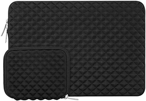 MOSISO Funda Protectora Compatible con 13-13.3 Pulgadas MacBook Air/MacBook Pro/Ordenador Portátil, Estilo Diamante Agua Repelente Bolsa Blanda con Pequeño Caso, Negro