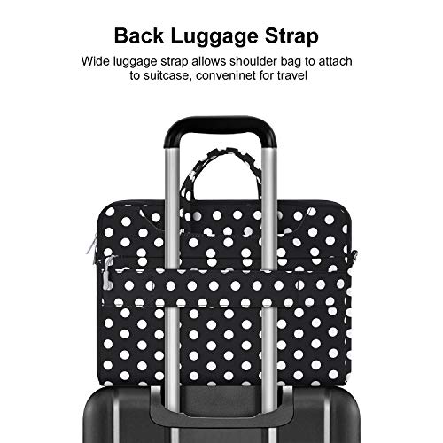 MOSISO Funda Protectora Compatible con 2019 MacBook Pro 16 A2141/15-15.6 MacBook Pro/Surface Acer ASUS de Portátil, Bolsa de Hombro Patrón Maletín Bandolera con Cinturón de Carro, Base Negro Puntos