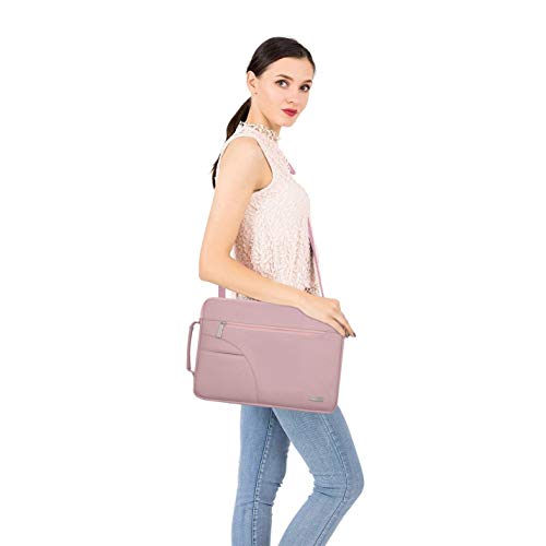 MOSISO Funda Protectora Compatible con 2019 MacBook Pro 16 A2141/15-15.6 MacBook Pro/Surface HP Acer ASUS de Portátil, Bolsa de Hombro Blanda Maletín Bandolera con Asa Lateral, Rosa