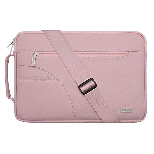 MOSISO Funda Protectora Compatible con 2019 MacBook Pro 16 A2141/15-15.6 MacBook Pro/Surface HP Acer ASUS de Portátil, Bolsa de Hombro Blanda Maletín Bandolera con Asa Lateral, Rosa