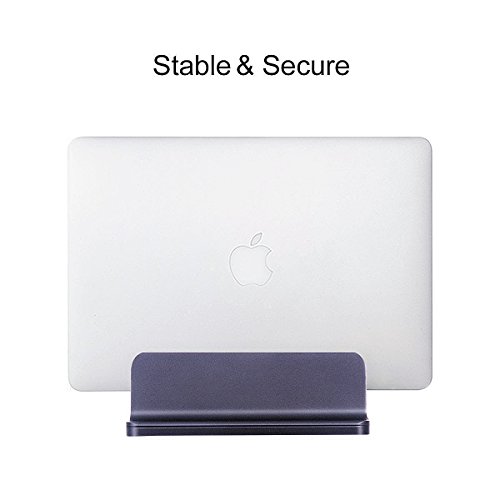 MOSISO Laptop Stand Vertical, Soporte de Escritorio de Aleación de Aluminio Muelle para Ahorrar Espacio Compatible con iPad Pro/MacBook Air/MacBook Pro/Surface Pro y Otro Portátil, Espacio Gris