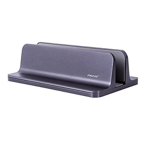 MOSISO Laptop Stand Vertical, Soporte de Escritorio de Aleación de Aluminio Muelle para Ahorrar Espacio Compatible con iPad Pro/MacBook Air/MacBook Pro/Surface Pro y Otro Portátil, Espacio Gris