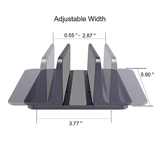 MOSISO Laptop Stand Vertical, Soporte de Escritorio de Aleación de Aluminio Muelle para Ahorrar Espacio Compatible con iPad Pro/MacBook Air/MacBook Pro/Surface Pro y Otro Portátil, Espacio Gris