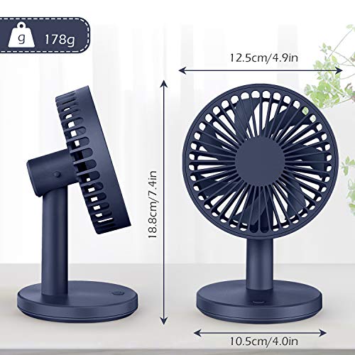 MOSOTECH Ventilador USB, 5 Inch Ventilador Mini de Mesa con 3 Modos de Velocidades, Mini Ventilador Potente y Silencioso para Escritorio Hogar Oficina - Azul