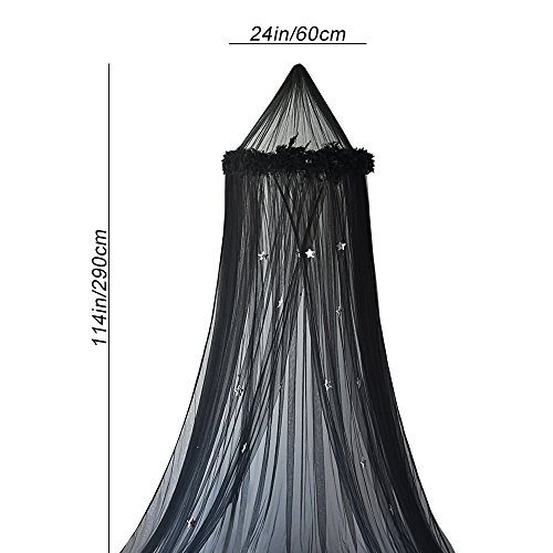 Mosquiteras Dosel para Camas Bebé Mosquitera Anti-mosquitos Decoración infantil de techo Dormitorio Accesorios para Cama Diseño de Pluma de Sueño, Color Negro