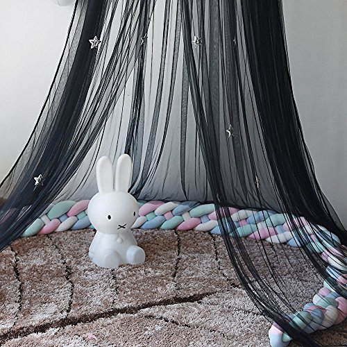 Mosquiteras Dosel para Camas Bebé Mosquitera Anti-mosquitos Decoración infantil de techo Dormitorio Accesorios para Cama Diseño de Pluma de Sueño, Color Negro