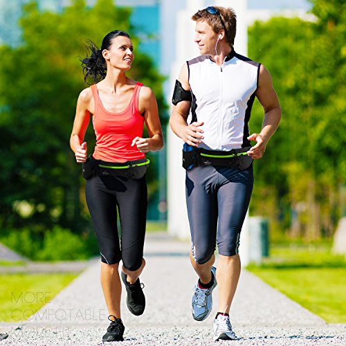 MOSSLIAN Running Belt, Sports Riñonera con Botella de Agua Sports Running Fitness Deportes y Aire Libre para Teléfonos Móviles Elastic para Mujeres y Hombres Verde