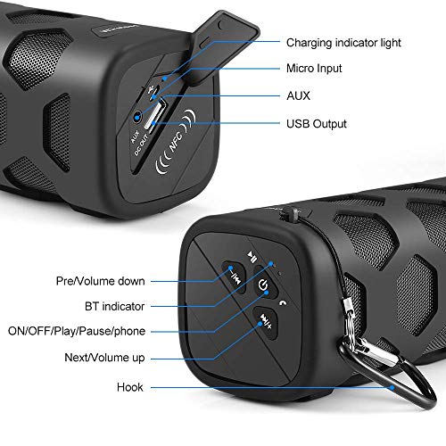 Motast Altavoz Bluetooth Portatiles, 20W Altavoces Bluetooth con 24 Horas de Reproducción Continua, IP56 Impermeable, TWS HD Estéreo Micrófono, Llamadas Manos Libres, para el Hogar, Aire Libre, Viajes