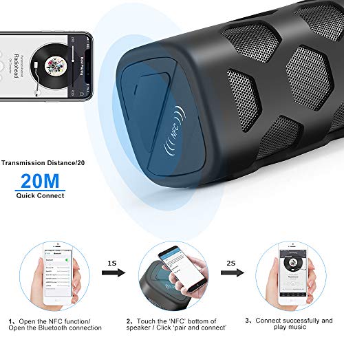 Motast Altavoz Bluetooth Portatiles, 20W Altavoces Bluetooth con 24 Horas de Reproducción Continua, IP56 Impermeable, TWS HD Estéreo Micrófono, Llamadas Manos Libres, para el Hogar, Aire Libre, Viajes