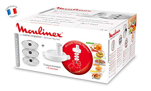 Moulinex Accesorios XF383110 - Accesorio cortador de 3 discos, eje rotación, tapa con doble tubo, color blanco para Cuisine Companion y Cuisine iCompanion, fácil de guardar