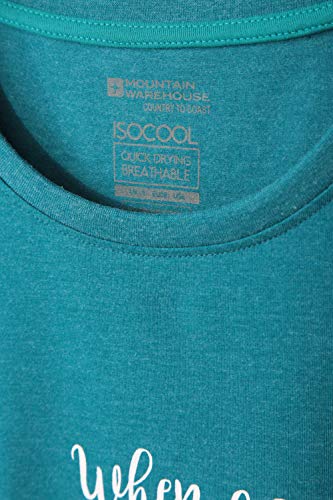 Mountain Warehouse Camiseta Gin and Tonic Estampada para Mujer - Protección UV, Ligera, Transpirable, absorción de la Humedad, Secado rápido - para Caminatas y Viajes Azul petróleo 50