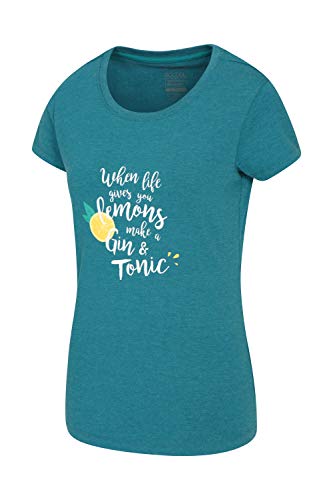 Mountain Warehouse Camiseta Gin and Tonic Estampada para Mujer - Protección UV, Ligera, Transpirable, absorción de la Humedad, Secado rápido - para Caminatas y Viajes Azul petróleo 50