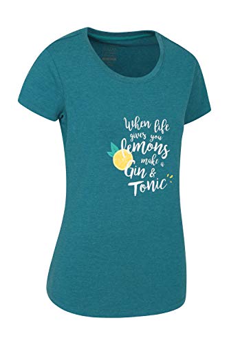 Mountain Warehouse Camiseta Gin and Tonic Estampada para Mujer - Protección UV, Ligera, Transpirable, absorción de la Humedad, Secado rápido - para Caminatas y Viajes Azul petróleo 50