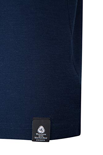 Mountain Warehouse Camiseta térmica Interior en Lana Merina con Manga Larga para Hombre - Camiseta Transpirable, Media Cremallera, Camiseta cómoda - para Acampar Azul Marino M