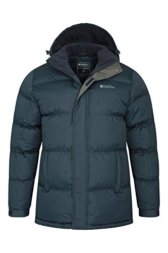 Mountain Warehouse Chaqueta de Nieve para Hombre - Impermeable, con Capucha, puños y Dobladillo Ajustables - Ideal para Viajes en Invierno Azul Marino S