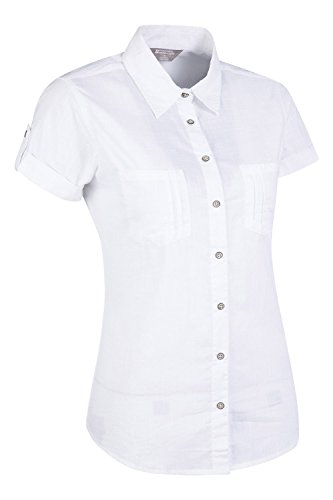 Mountain Warehouse Coconut Camisa de Las Mujeres Cortas de la Manga - 100% Tapa del Verano de Las señoras del algodón, Peso Ligero, Blusa de Breathable Blanco 46