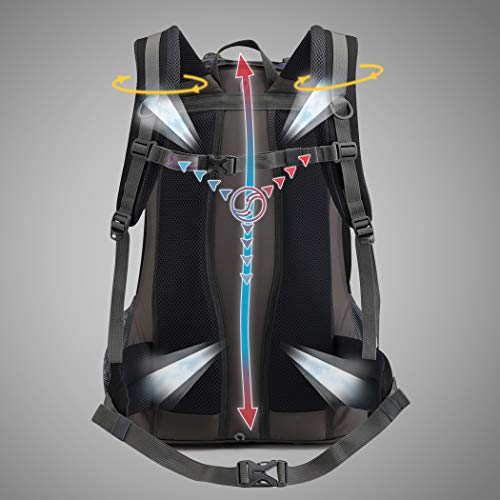 Mountaintop Mochilas Senderismo 40 Litros a Montañismo Alta Capacidad Impermeable Hombre Mujer Escalada Deporte Morral con Cubierta de Lluvia Para Viajes Acampadas Macuto 51X35X16Cm