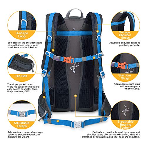 MOUNTAINTOP Montaña 40L Mochila Senderismo Acampada, Hombre, Nuevo Gris, 35L