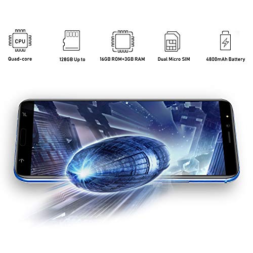Moviles Libres 4G 6 Pulgadas,3GB+16GB/128GB ROM Android 8.1 Smartphone Libre Dual SIM 4G Moviles Buenos 4800 mAh Cámara 8MP Telefono Movile Libre GPS Face ID(Oro)