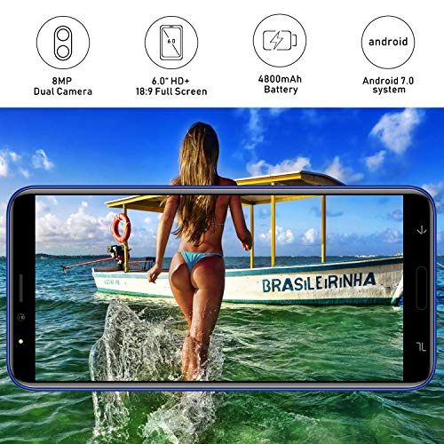 Moviles Libres 4G 6 Pulgadas,3GB+16GB/128GB ROM Android 8.1 Smartphone Libre Dual SIM 4G Moviles Buenos 4800 mAh Cámara 8MP Telefono Movile Libre GPS Face ID(Oro)