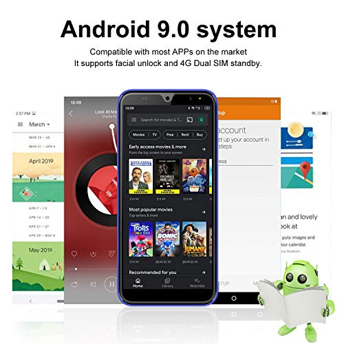 Moviles Libres 4G, Android 9.0 3GB RAM 32GB ROM Telefono Moviles 6.0" FHD, Smartphone Libre Dual SIM 4600mAh Cámara 8MP 5MP Face ID Móviles y Smartphone Libres (Azul)