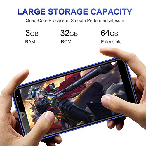 Moviles Libres 4G, Android 9.0 3GB RAM 32GB ROM Telefono Moviles 6.0" FHD, Smartphone Libre Dual SIM 4600mAh Cámara 8MP 5MP Face ID Móviles y Smartphone Libres (Azul)