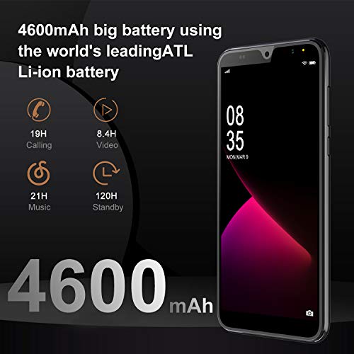 Moviles Libres 4G,6.0Pulgadas 3GB RAM 32GB ROM / 64GB Smartphone Libre Android 9.0 Face ID teléfonos móviles gratuitos, 8MP 4600mAh,Dual SIM Quad Core Moviles Buenos (Negro)