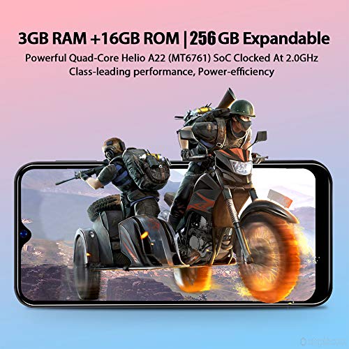 Moviles Libres, Blackview A60 Pro Smartphone 4G de Pantalla 6.1" (19.2:9) Water-Drop Screen, Teléfono 3GB+16GB (SD 256GB), 8MP+2MP+5MP, Batería 4080mAh Teléfono Móvil, Android 9.0, Face ID/GPS-Negro