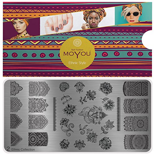 MoYou's XL Ethnic -Láminas de la Colección 2, relleno de bonitos diseños bohemios completos, accesorio imprescindible e ideal para la manicura durante el período veraniego