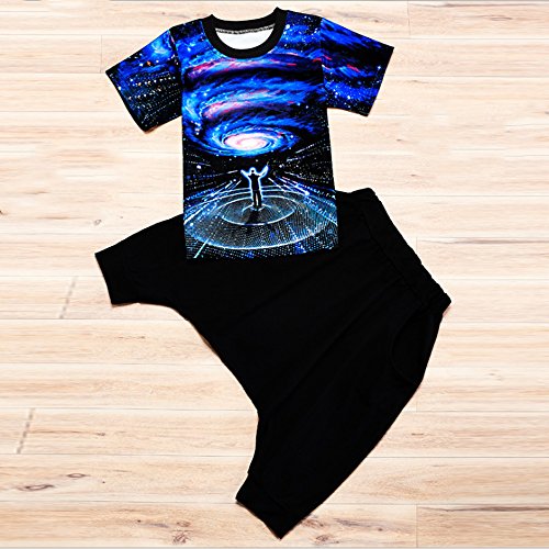 Moyuqi™ Ropa de Verano de Hip Hop para niños Set Niños Chica Jazz Dance Disfraces para niños O-Cuello de Manga Corta Traje de Ropa (120cm)