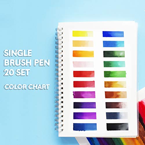 MozArt Supplies 5374920, Set de pinceles de colores, punta suave flexible de pincel real, efecto acuarela, 20 unidades
