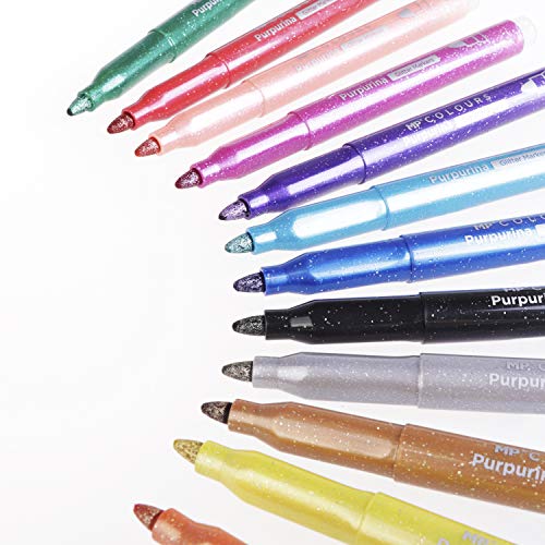 MP Rotuladores con Purpurina - Multicolores - 12 Marcadores Colores Intensos